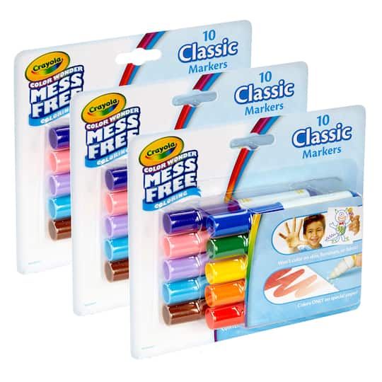 Crayola&#xAE; Color Wonder Mess Free Classic Mini Markers, 3 Packs of 10